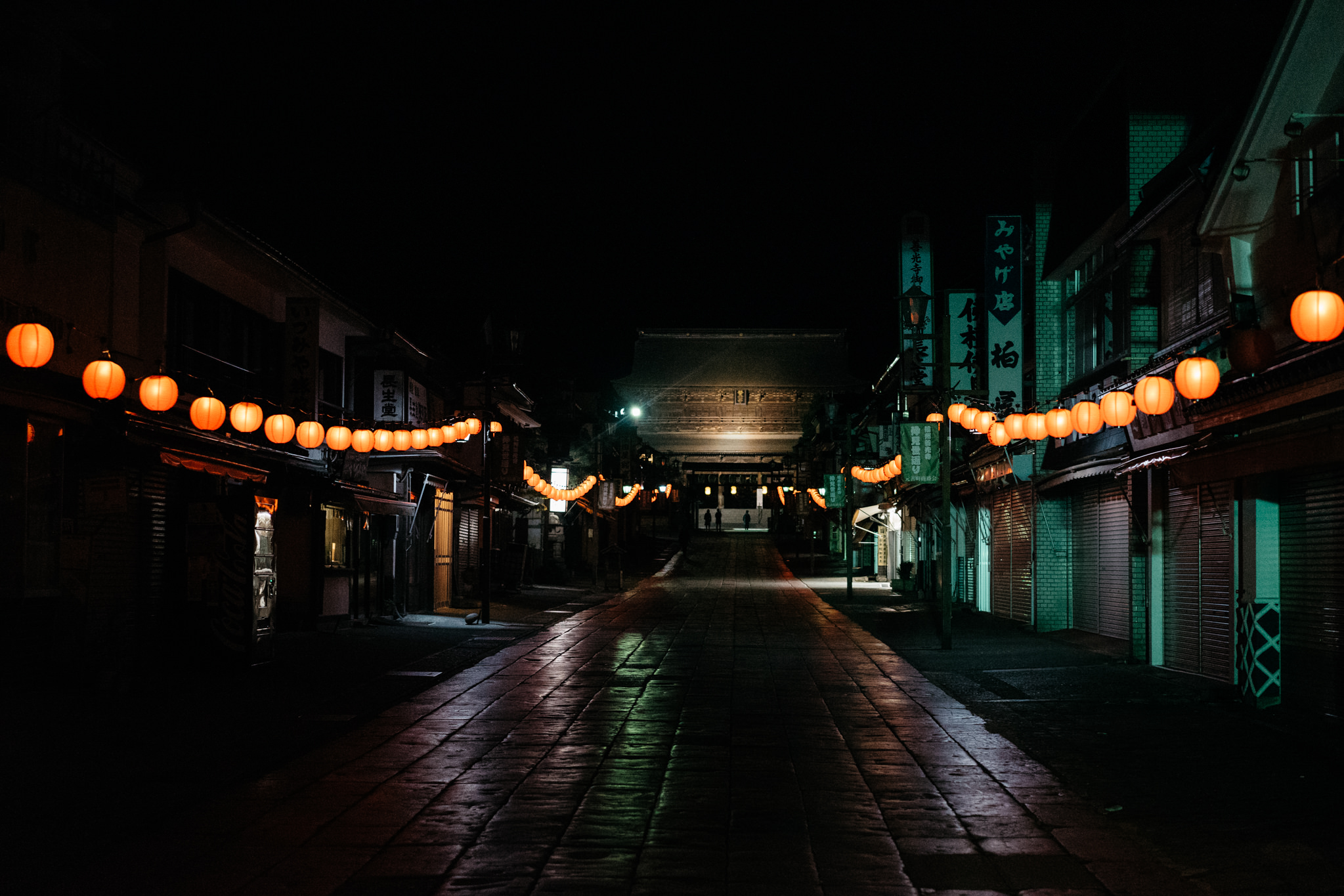 Street Dark Nagano Temple Lantern