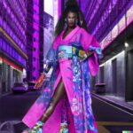 afro-fashion-model-in-neon-detailed-pattern-kimono-2