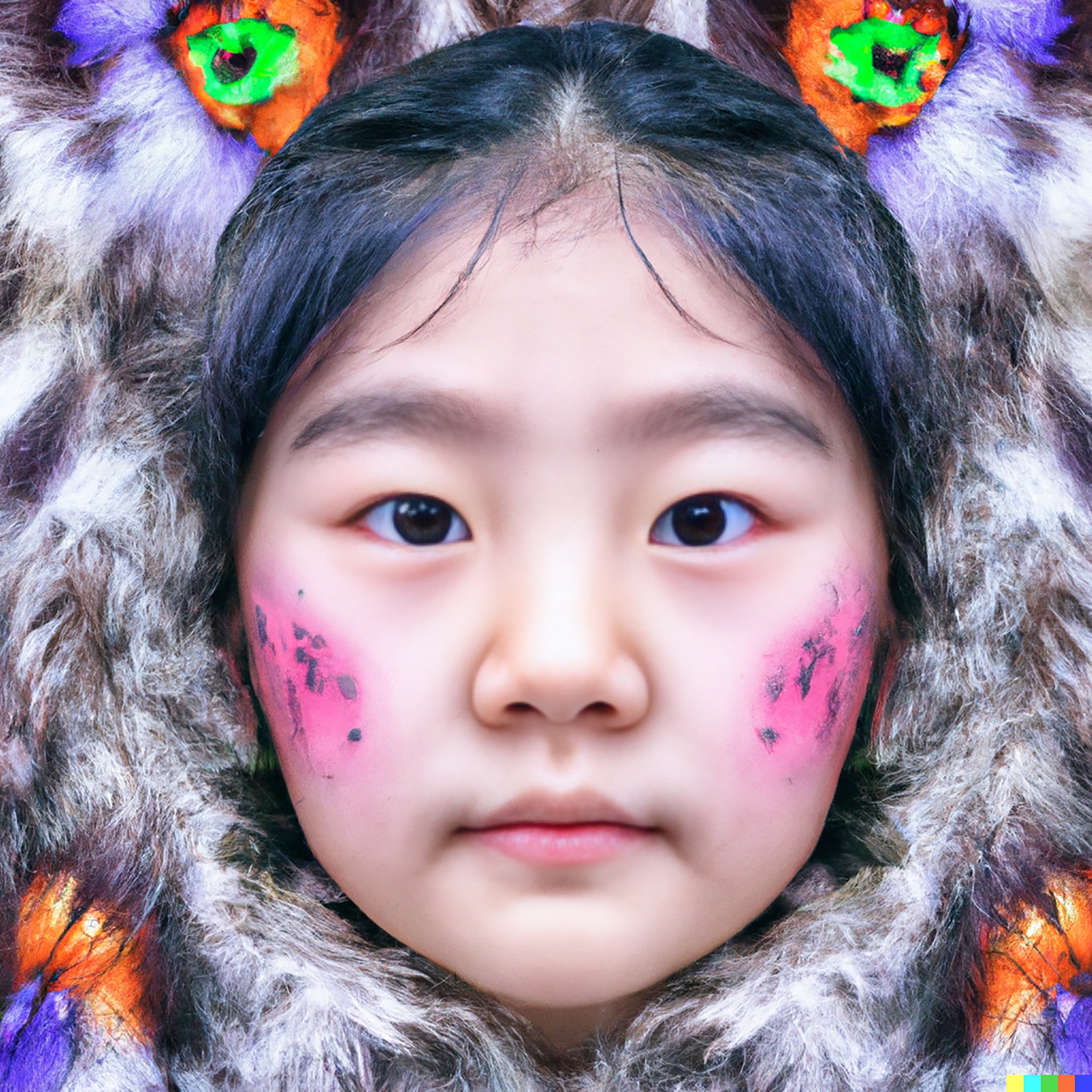 mongolian-girl-with-a-coat-made-of-the-colorful-feathers-1