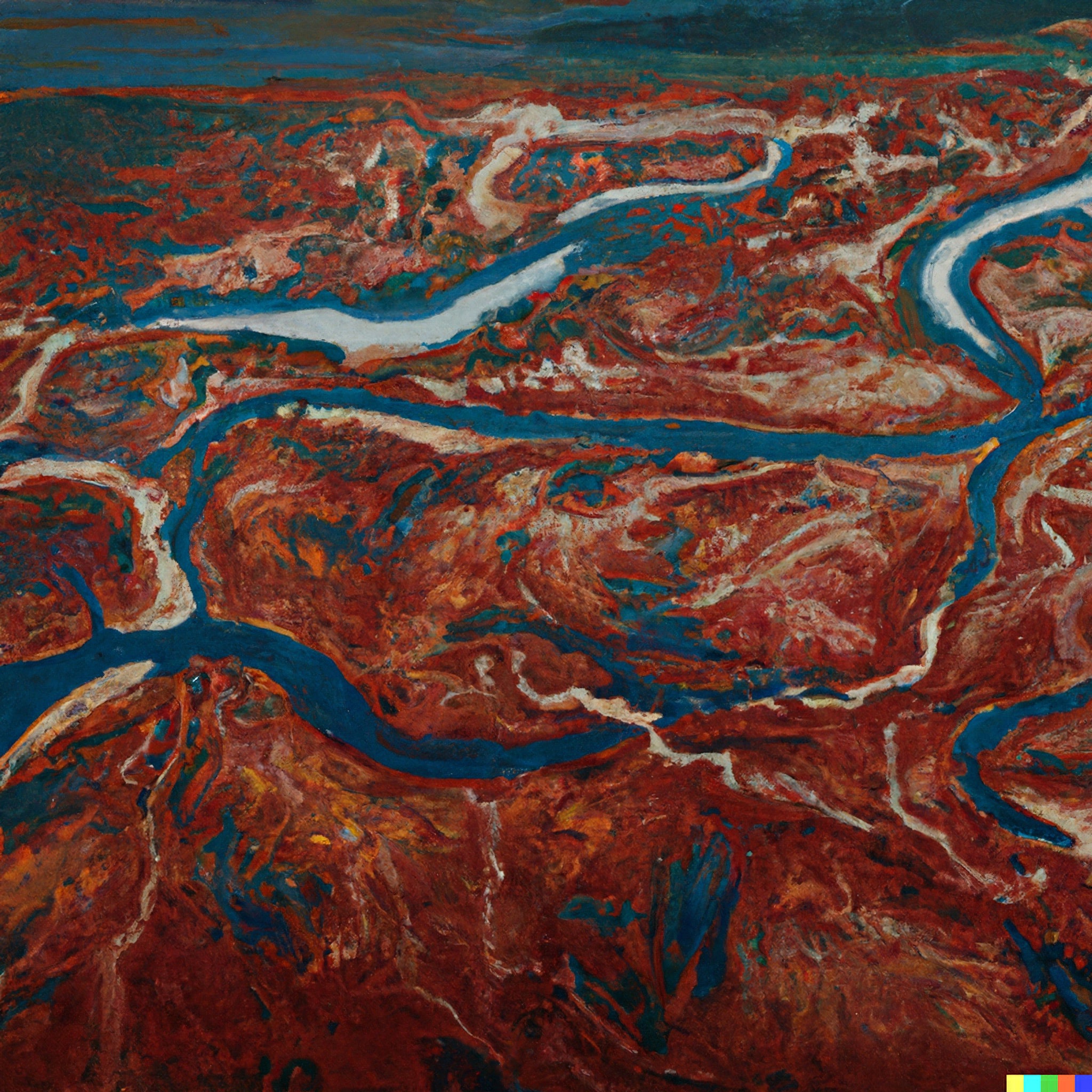 painting-by-sin-yun-bok-of-a-red-river-2