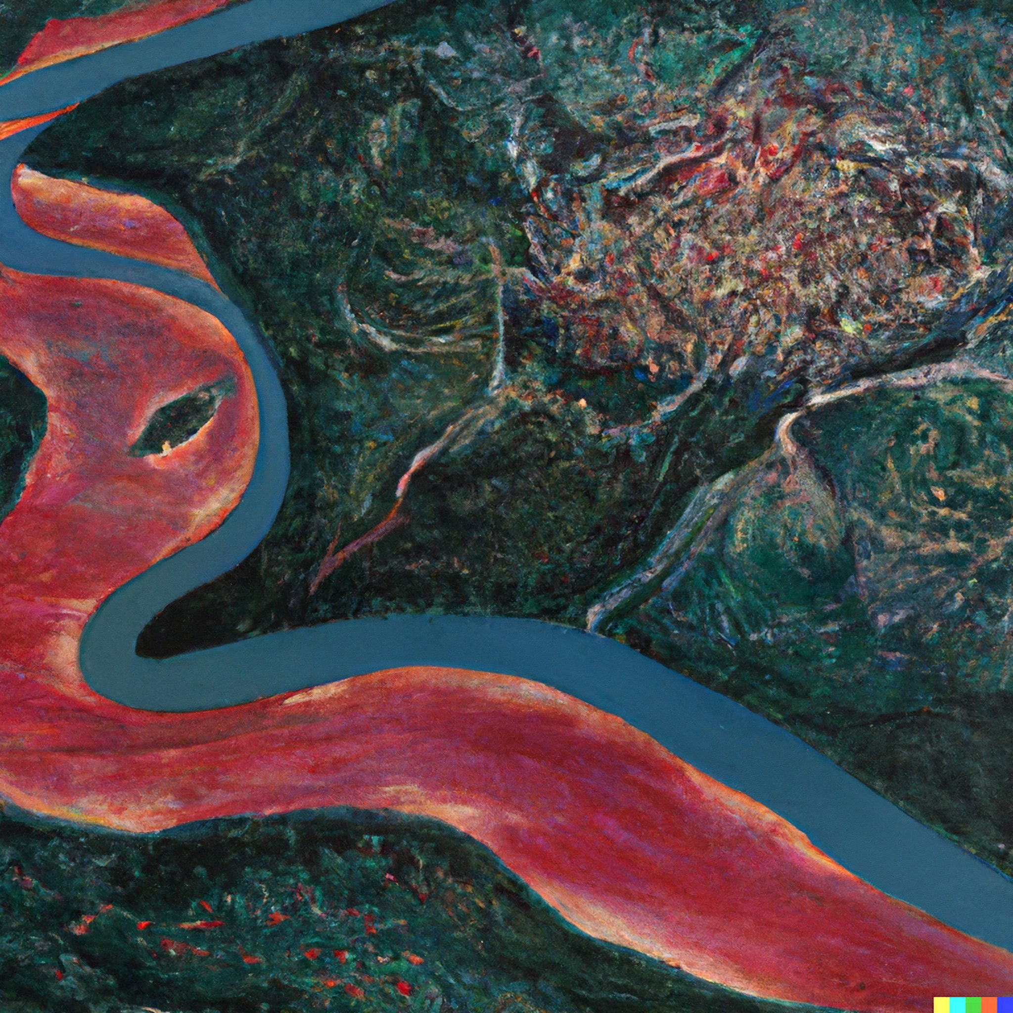 painting-by-sin-yun-bok-of-a-red-river-3