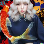 women-in-korean-clothes-in-front-of-japanese-koi-pattern-background-3