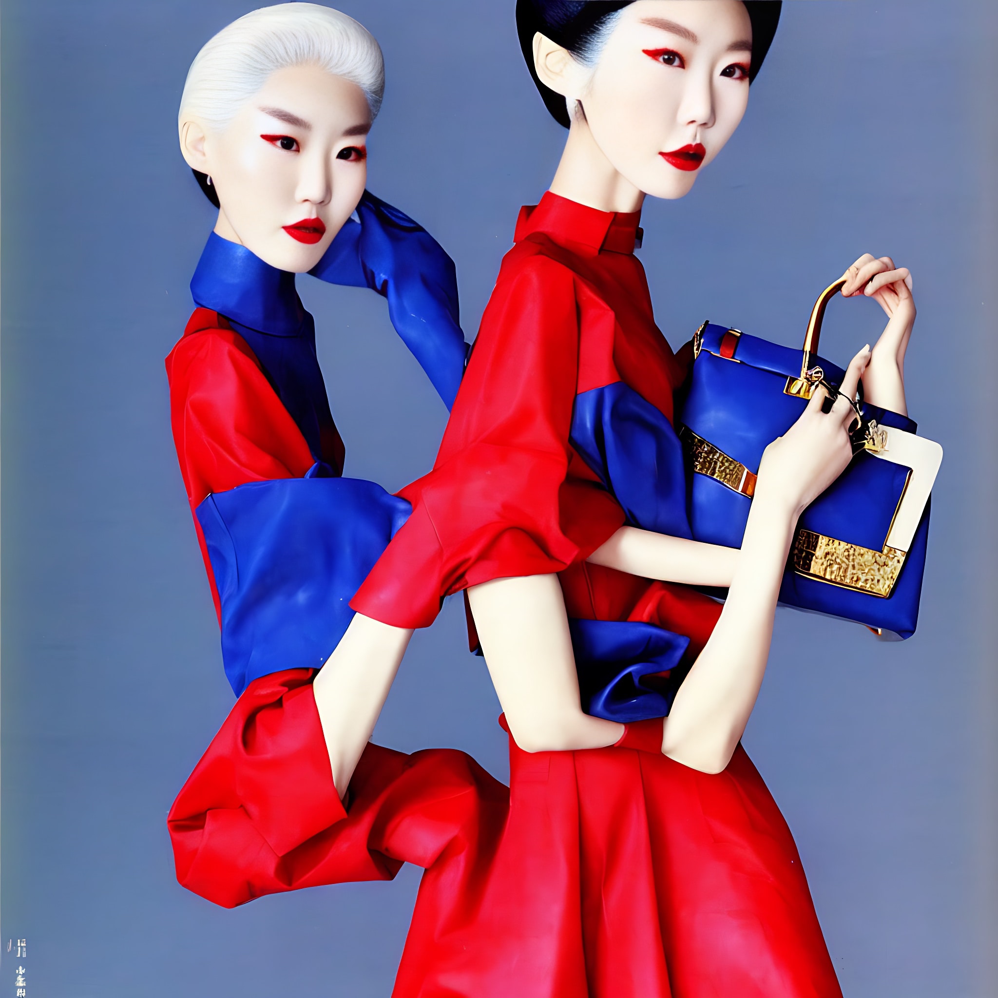 Korean_model_in_a_1980s_French_dress_with_white_hair