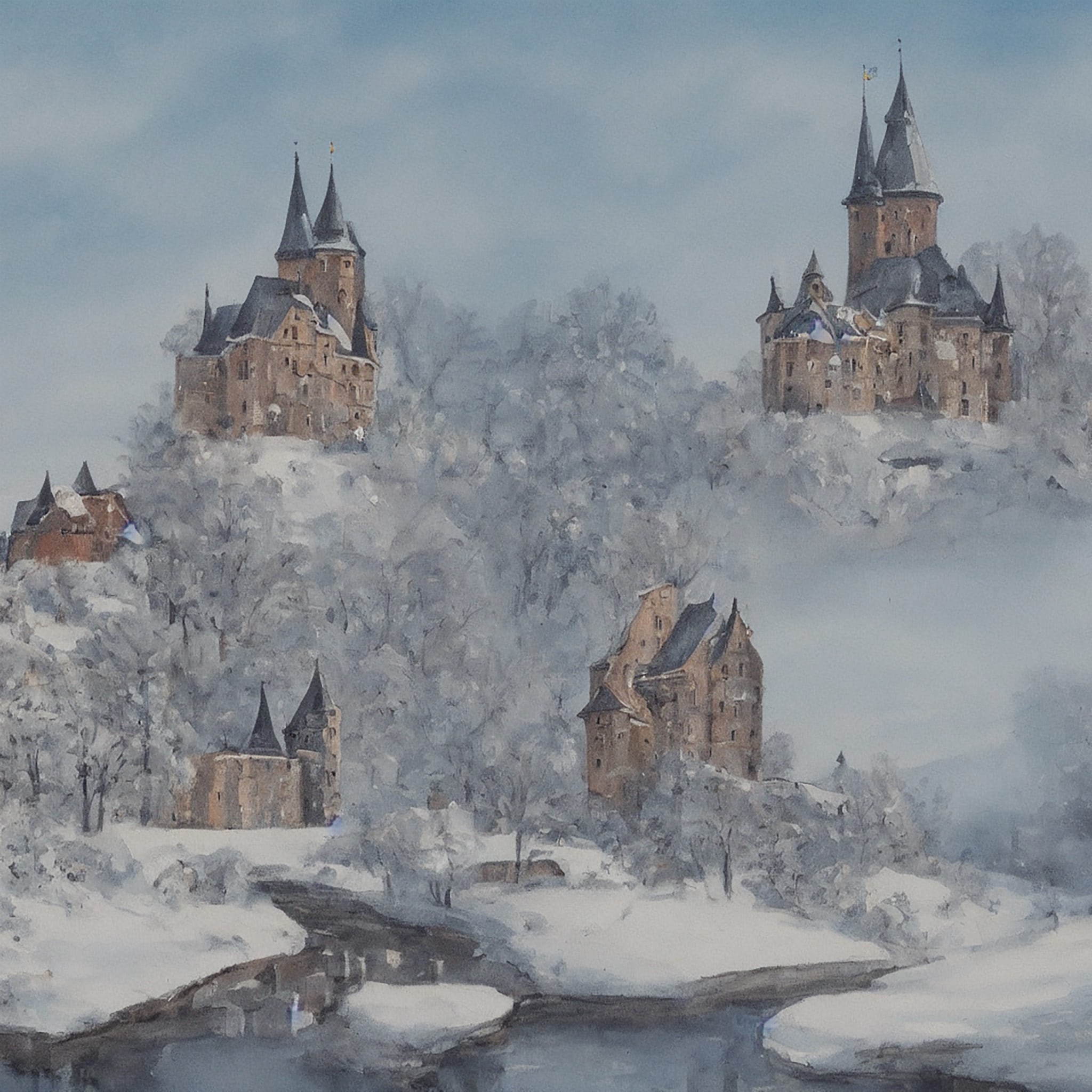 Landscape_painting_of_a_castle_in_Germany_in_the_winter_painted_with_wrong_colors