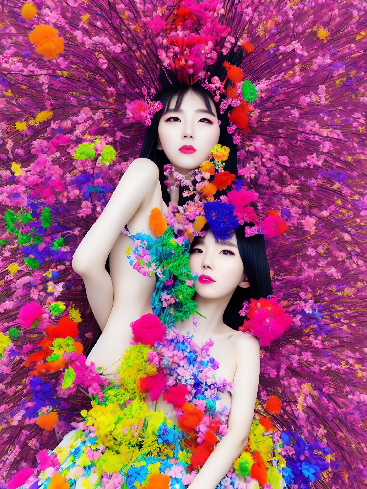art-design-korea-model-girl-face-flower-1
