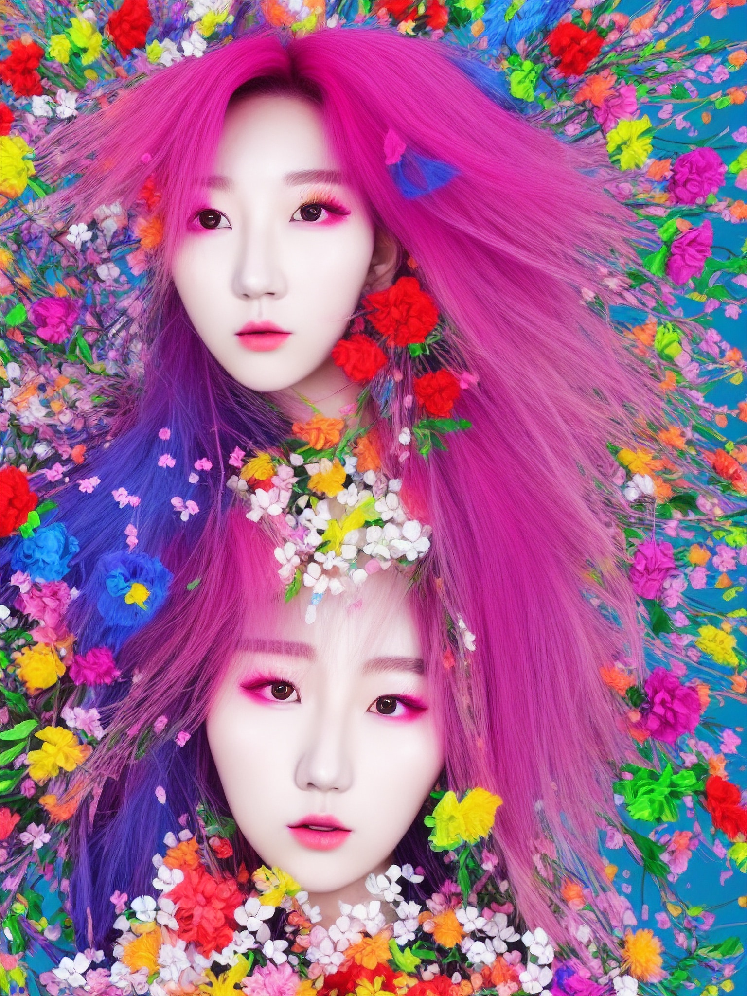 art-design-korea-model-girl-face-flower-2