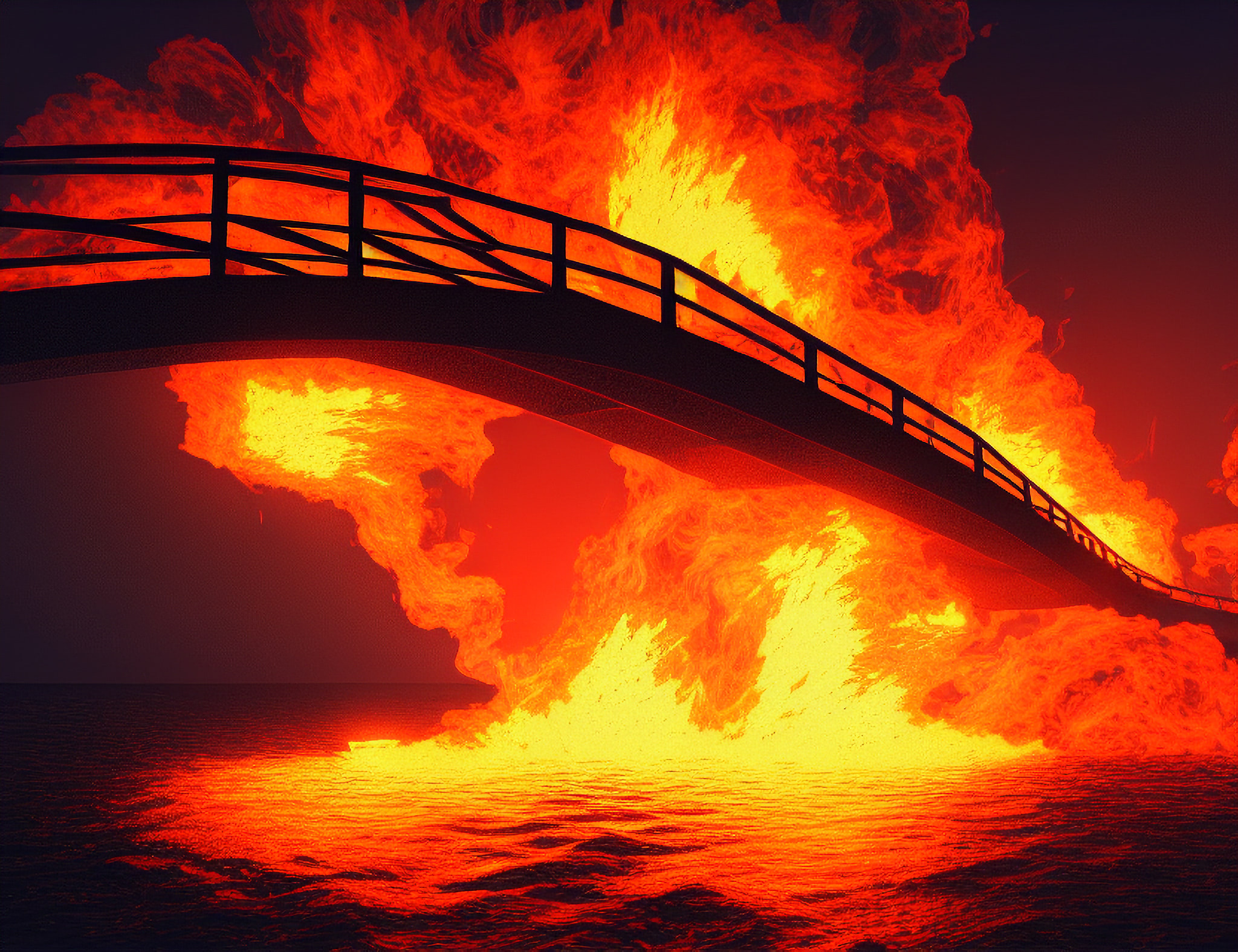 burning-fire-bridge-ocean-1
