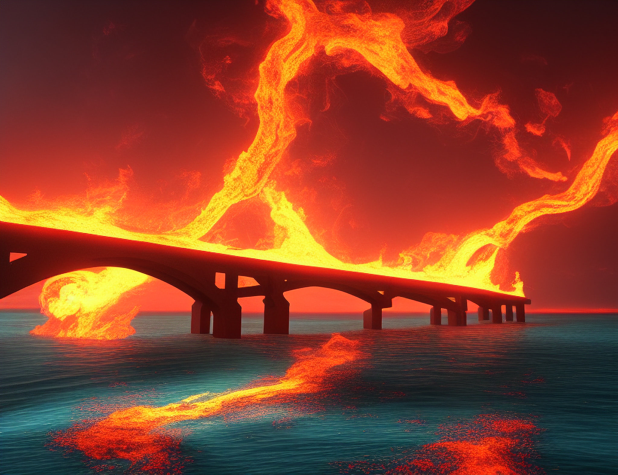 burning-fire-bridge-ocean-2