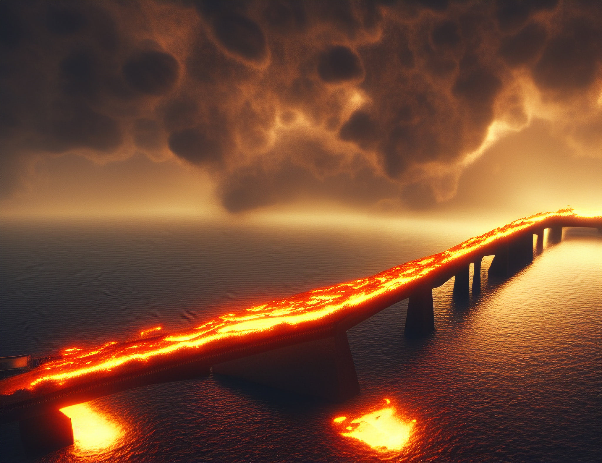 burning-fire-bridge-ocean-4