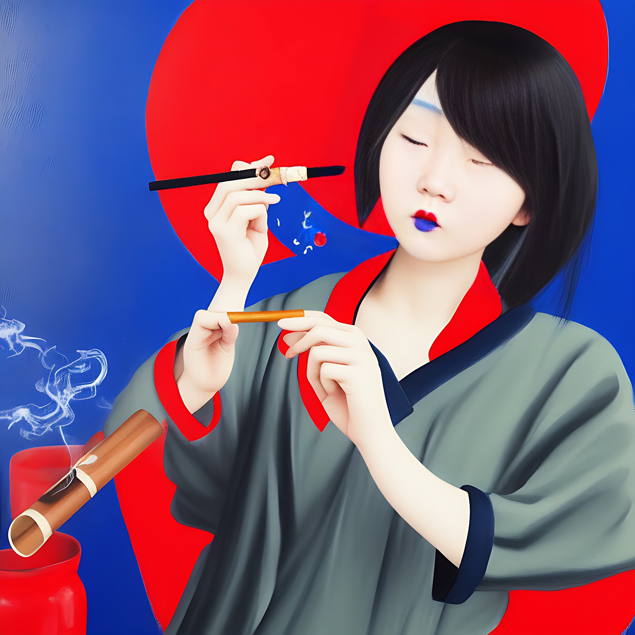 chinese-girl-gen-z-smoking-pipe