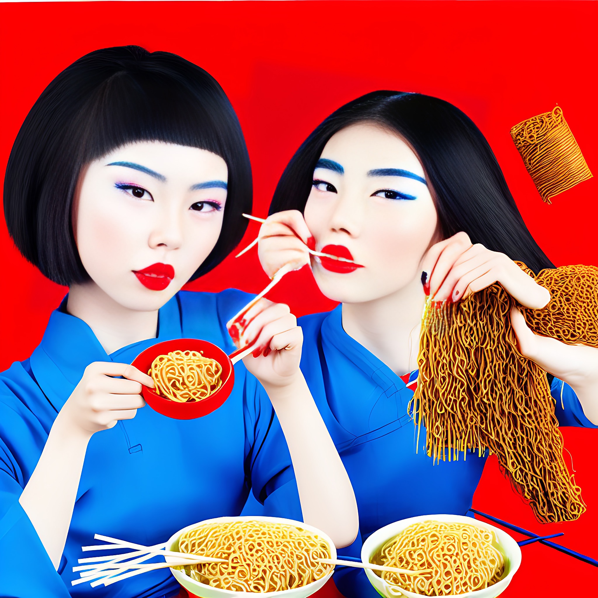 chinese-girls-eating-ramen-popart