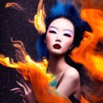 chinese-model-blue-hair-fire