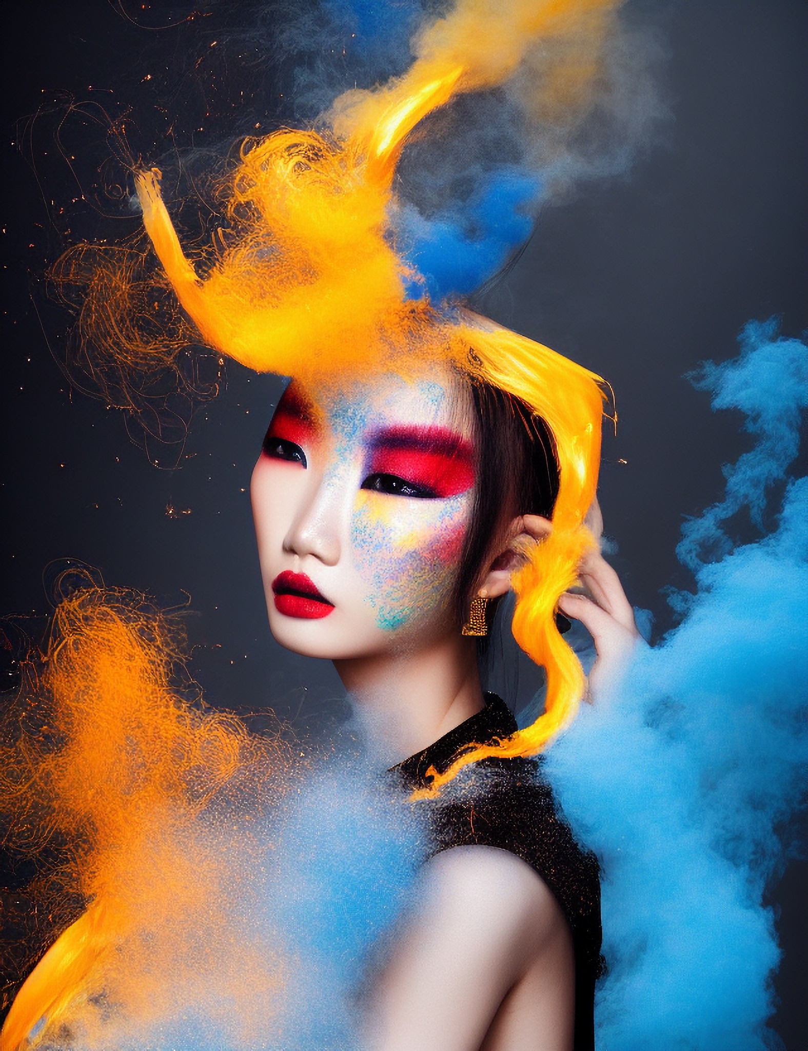 chinese-model-intense-makeup-smoke