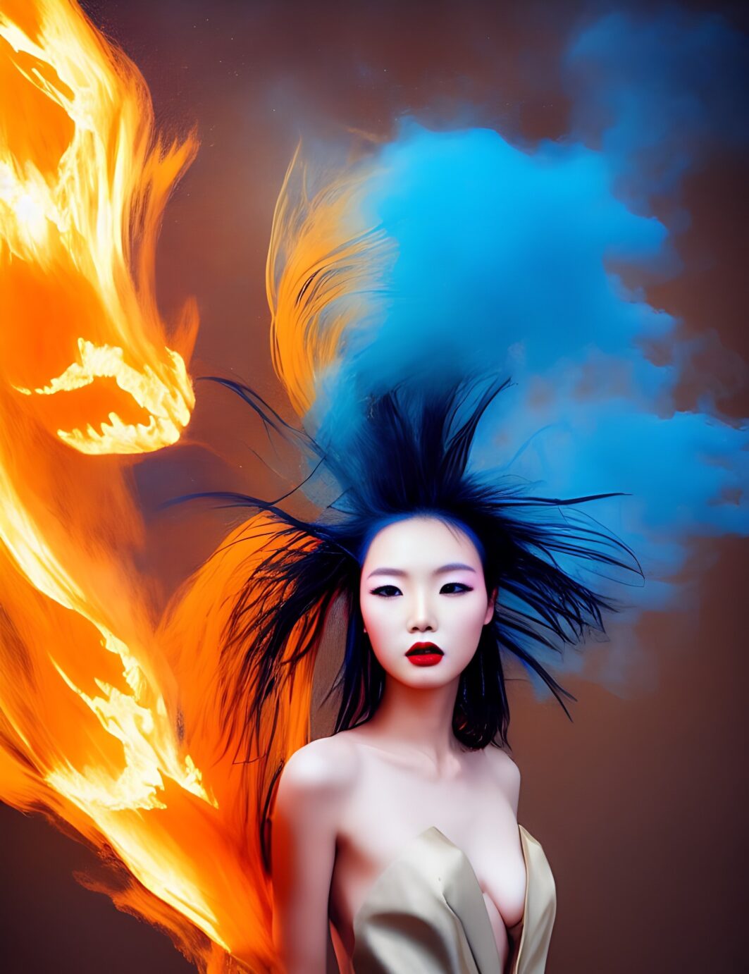 model-with-gold-blue-make-up-surrounded-by-fire-1-viarami