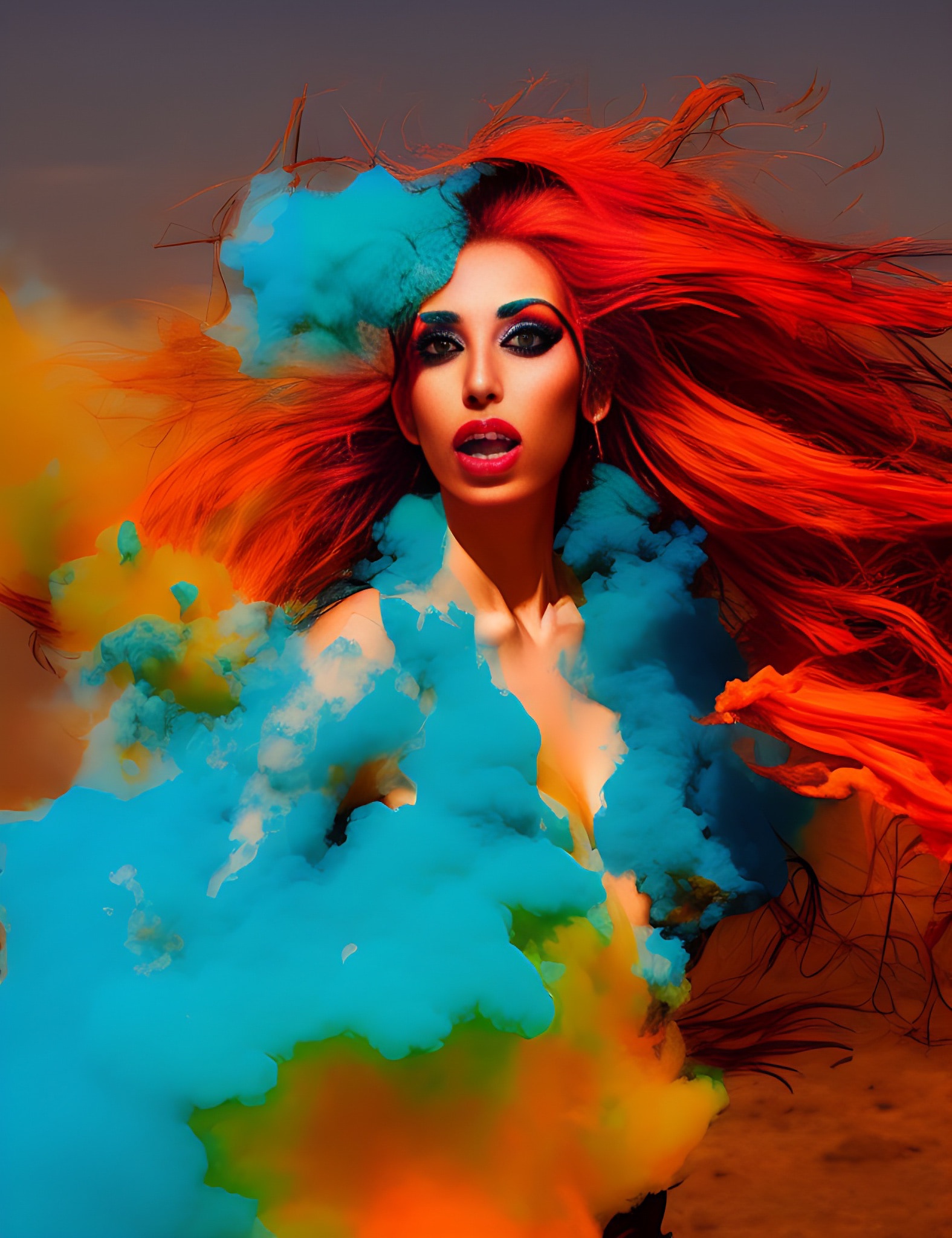 digital-art-spanish-model-colorful-smoke-1
