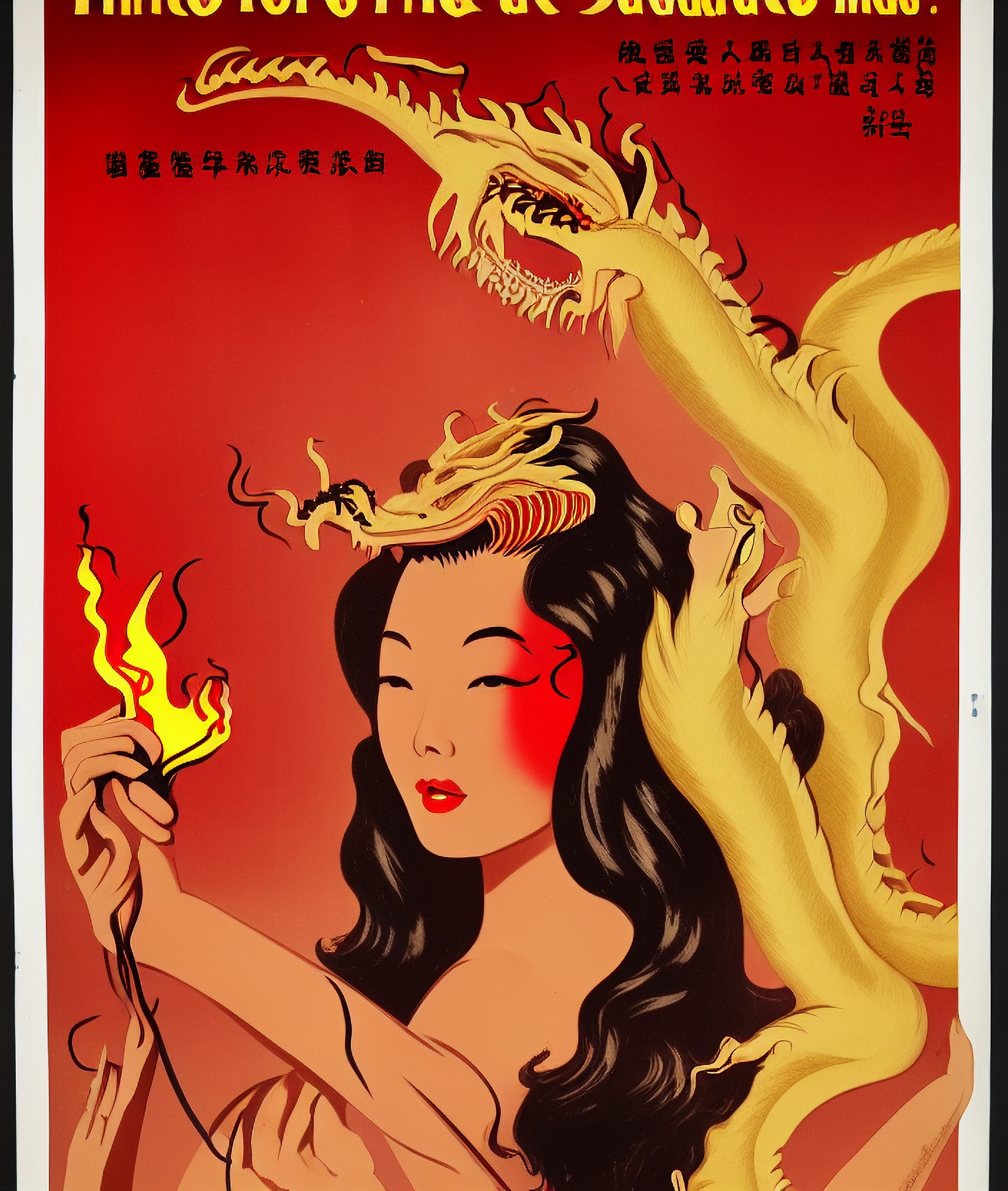 dragon-fire-woman-poster-design-vintage-3