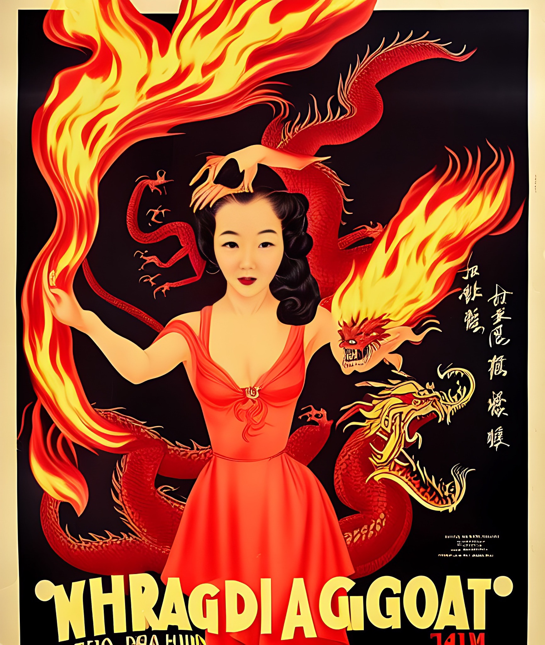dragon-fire-woman-poster-design-vintage-4