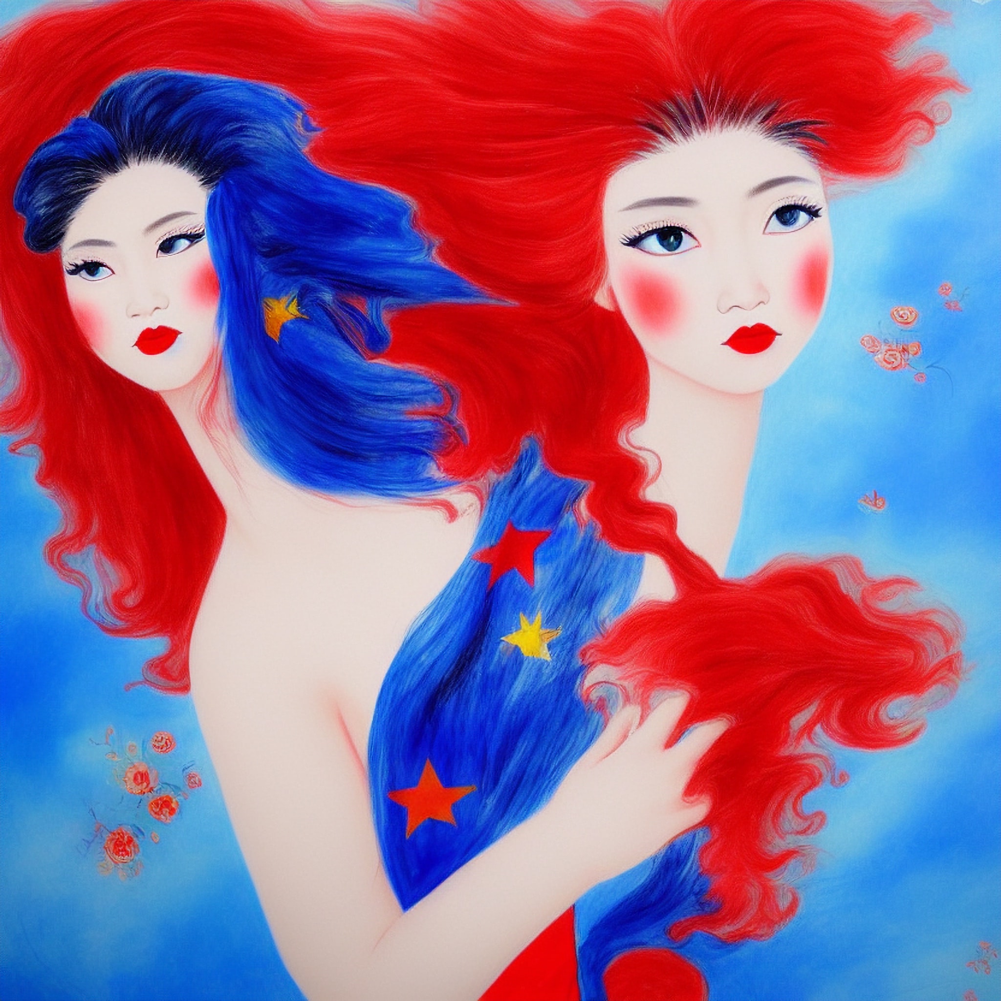 dreamy-painting-girl-blue-hair-red-3