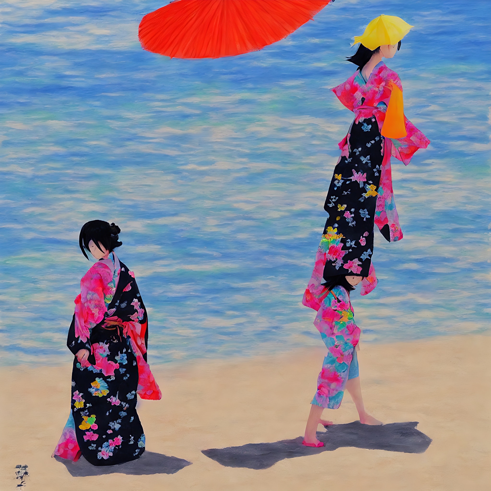 girl-on-the-beach-in-a-kimono-on-a-sunny-day-stable-diffusion