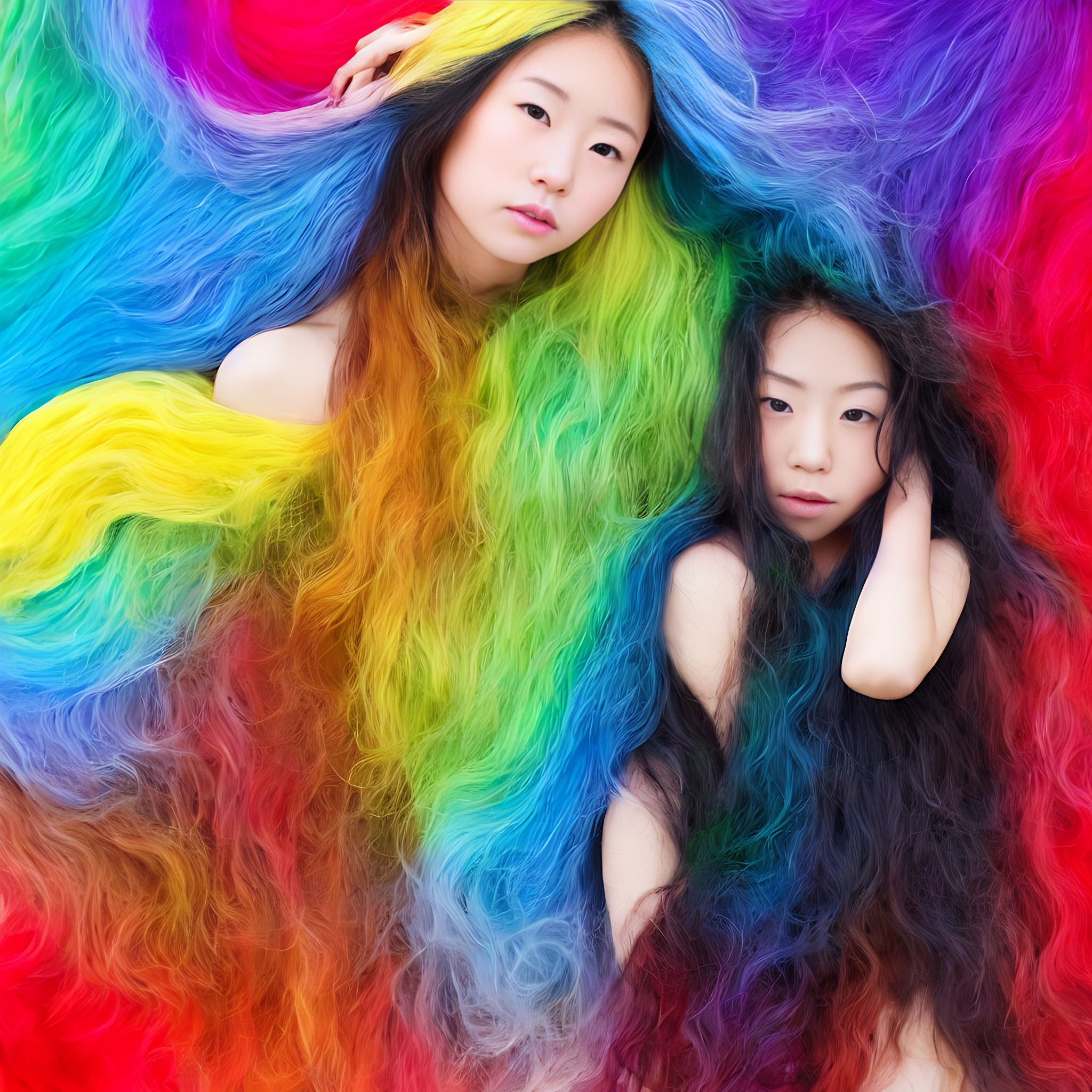 japanese-girl-colorful-rainbow-hair-stable-diffusion-4