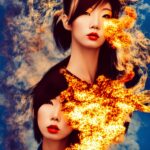 japanese-models-flames-fire-portrait