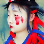 korean-girl-red-ribbon-blue-color-3