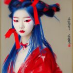 korean-girl-red-ribbon-blue-color-4