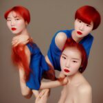 korean-model-blue-clothes-red-hair-2