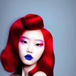 korean-model-intense-red-hair-curled-portrait-2