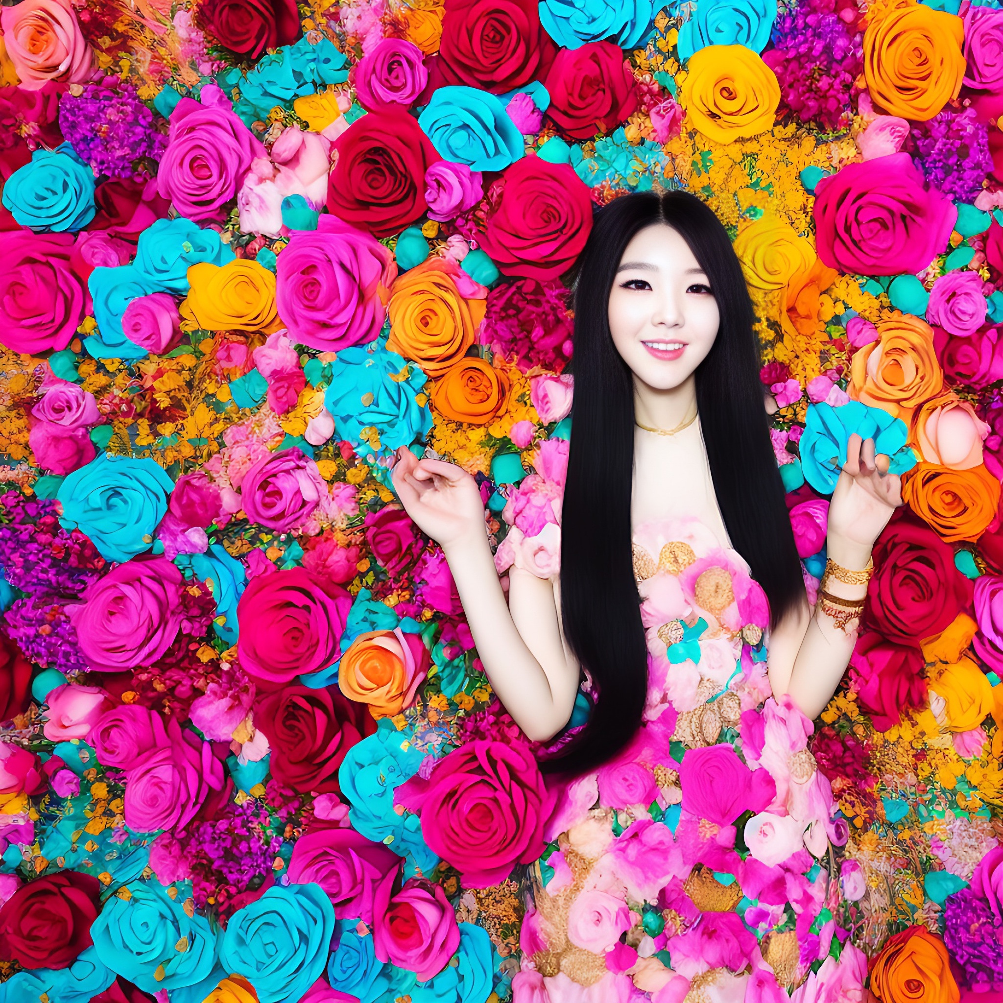 kpop-girl-model-flower-cover-fashion