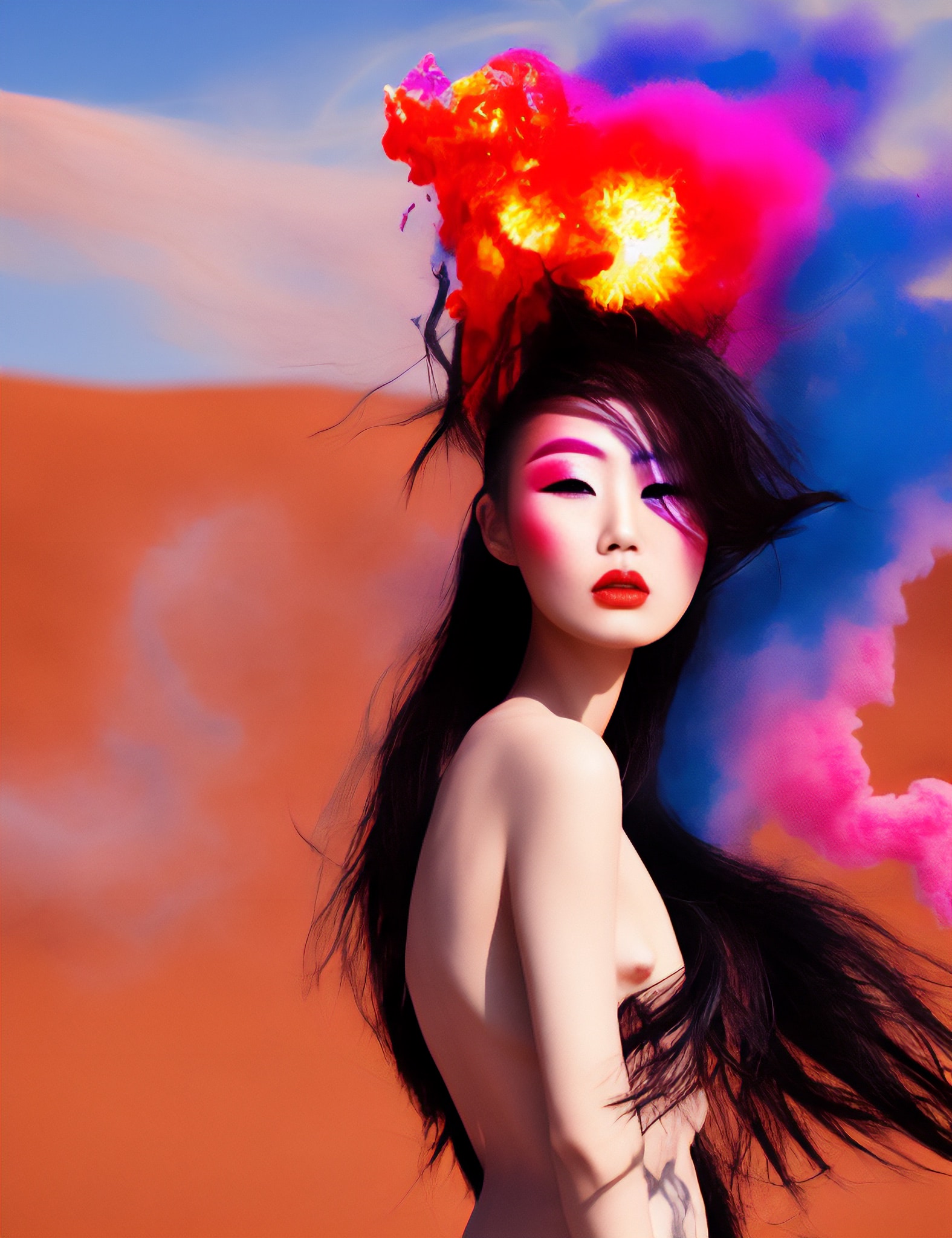 model-colorful-smoke-fire-desert-1