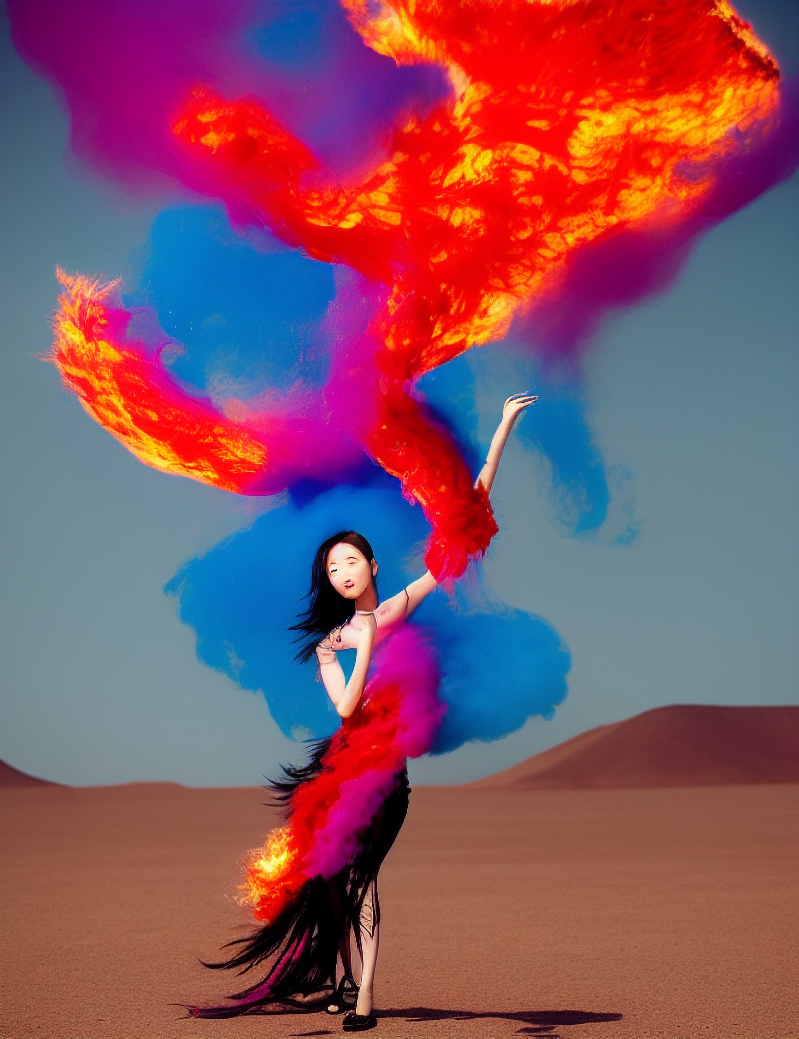 model-colorful-smoke-fire-desert-2