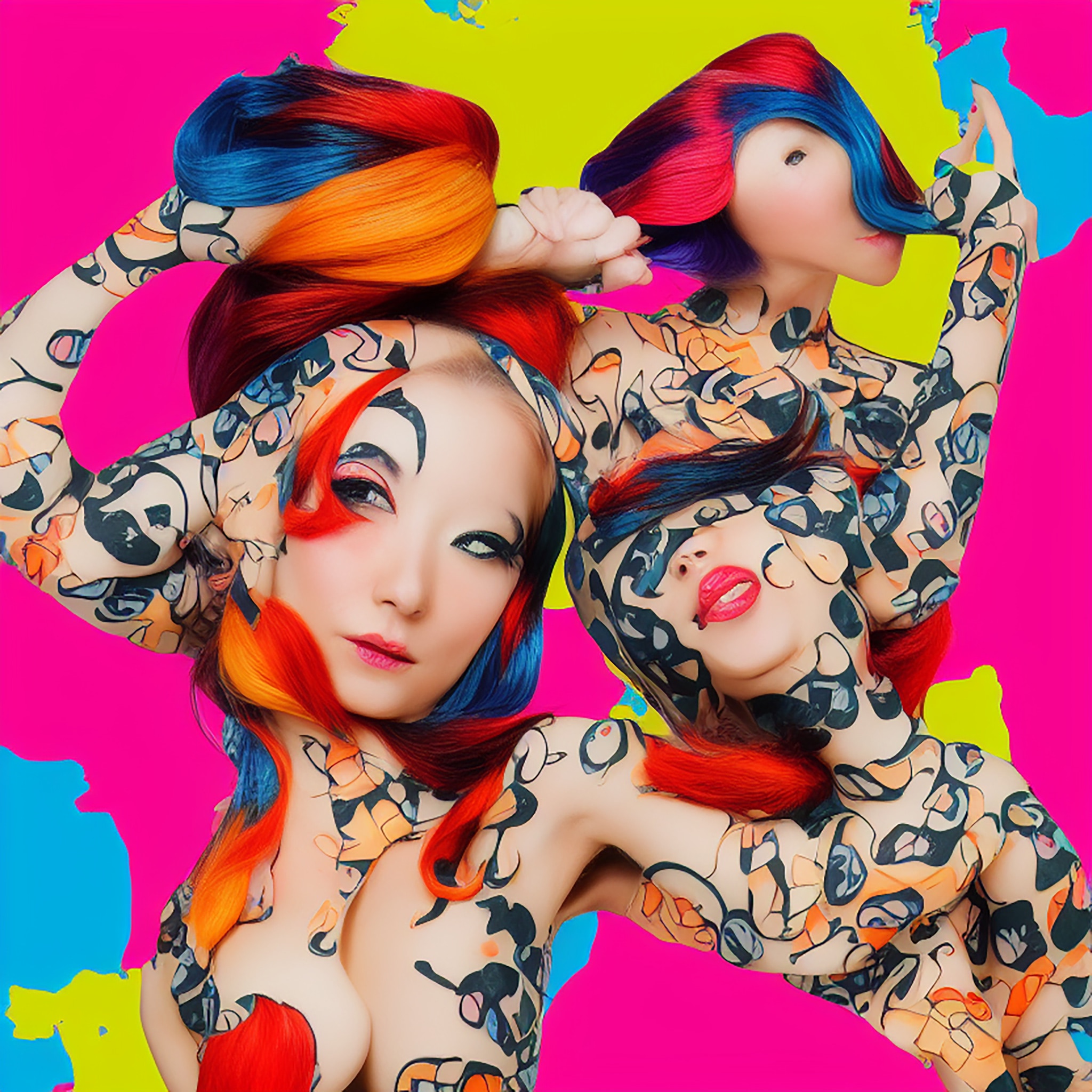 model-dress-sushi-colorful-pop-art