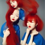 portrait-red-long-hair-korean-model-4