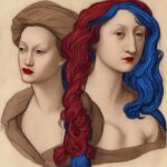 renaissance-drawing-of-a-model-with-red-lips-blue-hair