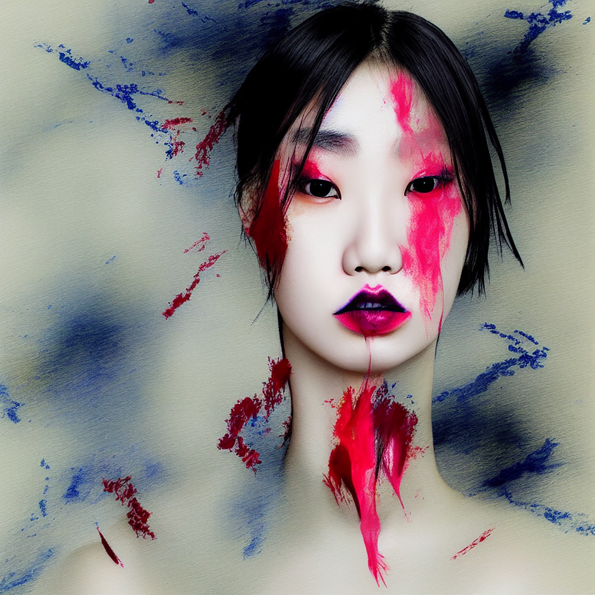 smeared-color-face-portrait-japanese-model-3