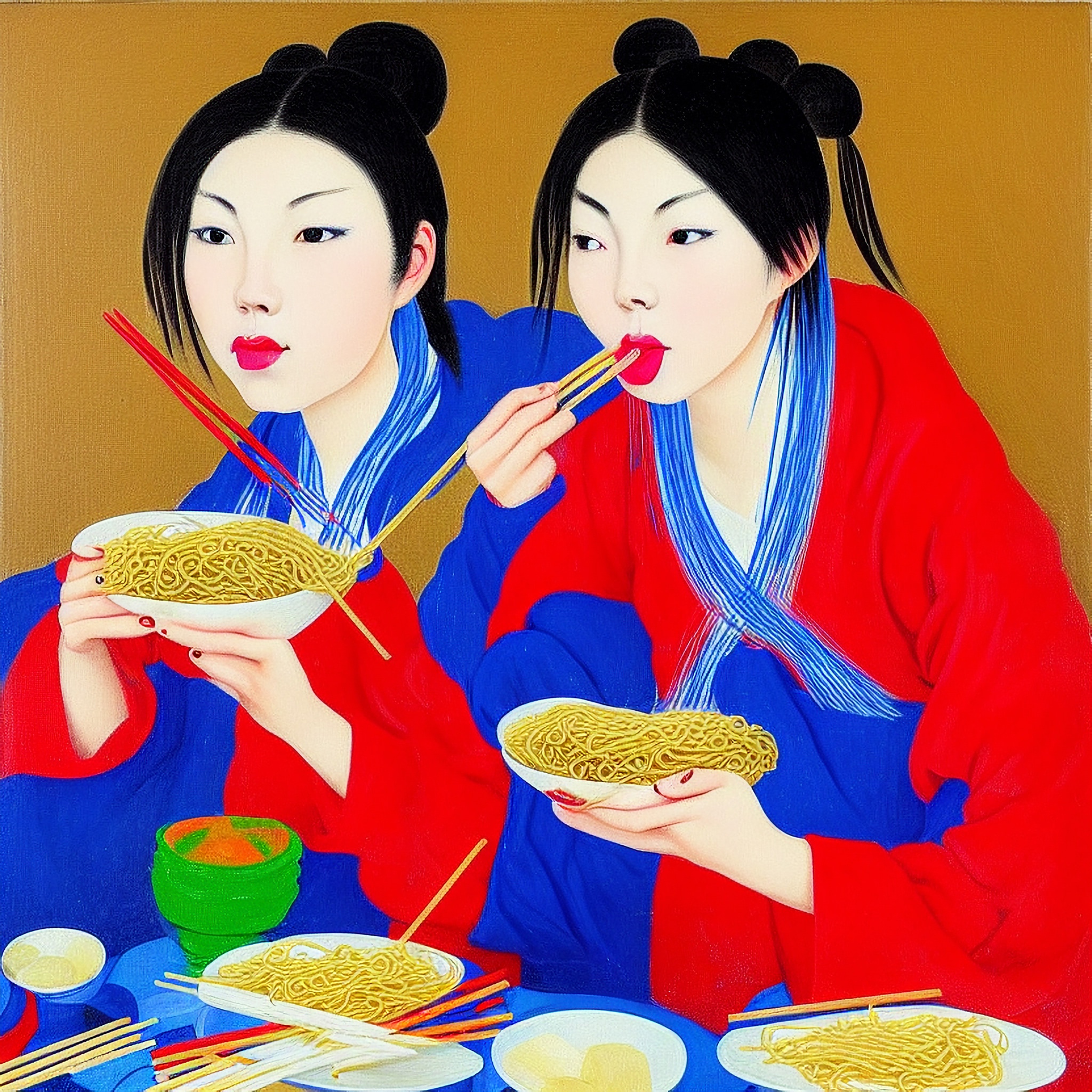two-girls-eating-ramen-ai-painting