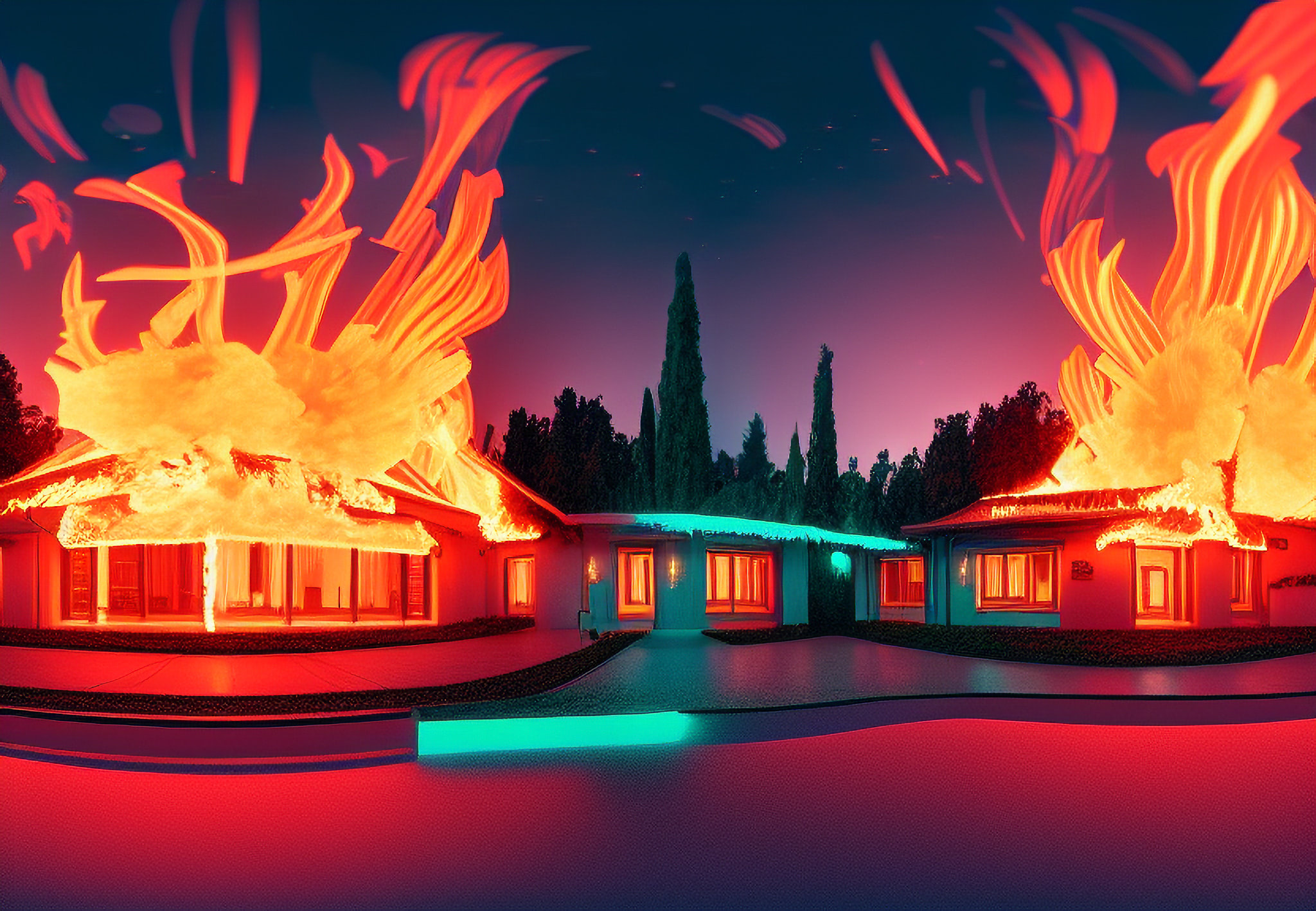 villa-neon-burning-fire