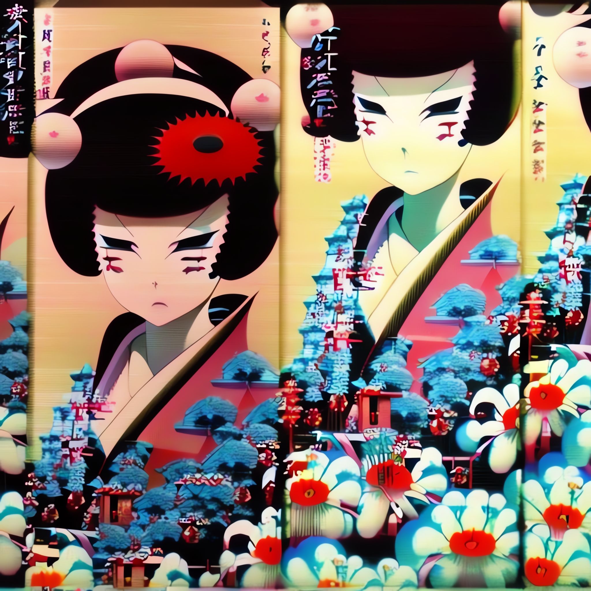 Geisha-in-the-middle-of-the-frame-Neo-Tokyo-lots-of-details-Shusei-Nagaoko-i1o0