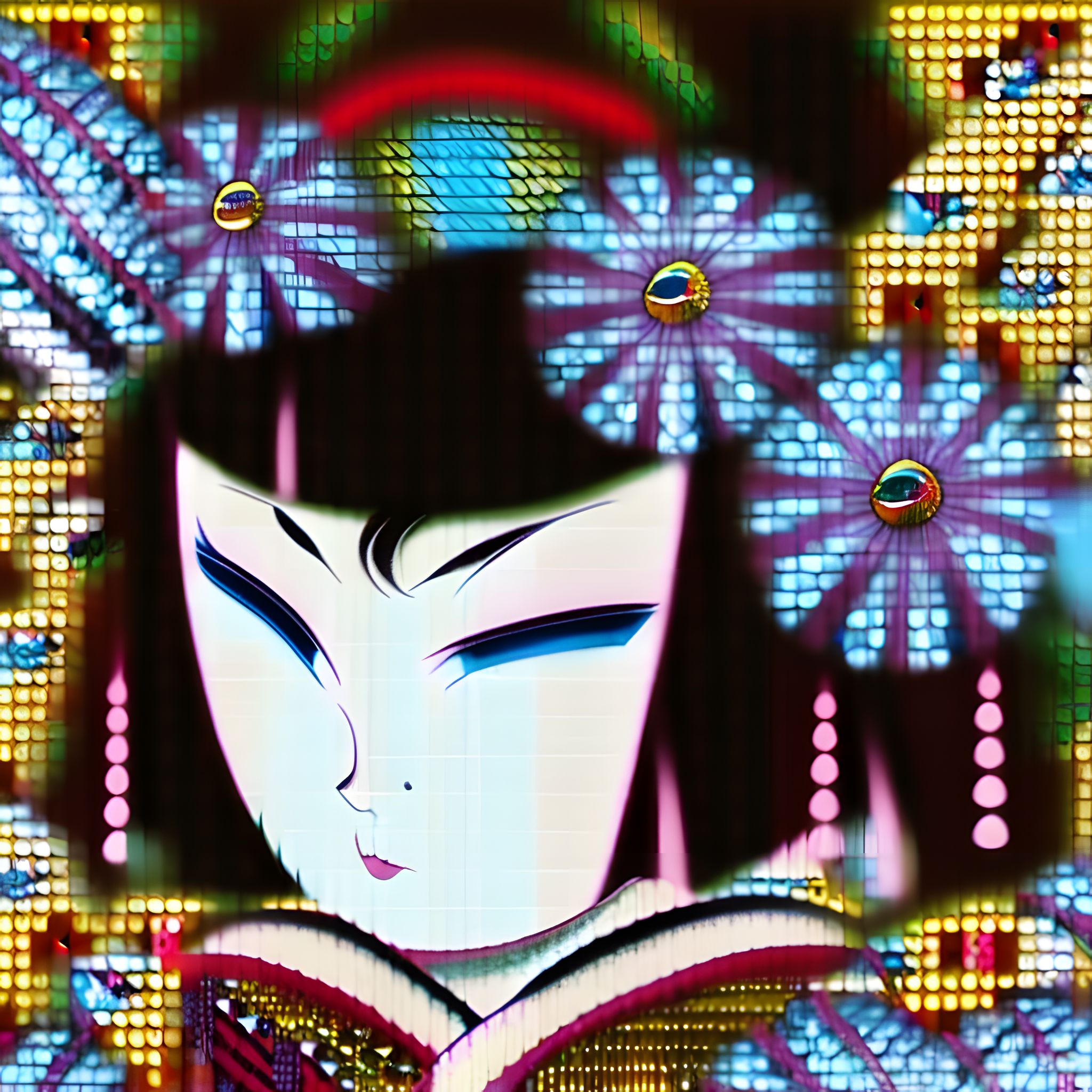 Geisha-in-the-middle-of-the-frame-face-focused-one-face-colorful-Neo-Tokyo-lots-of-details-Shu-j5wh