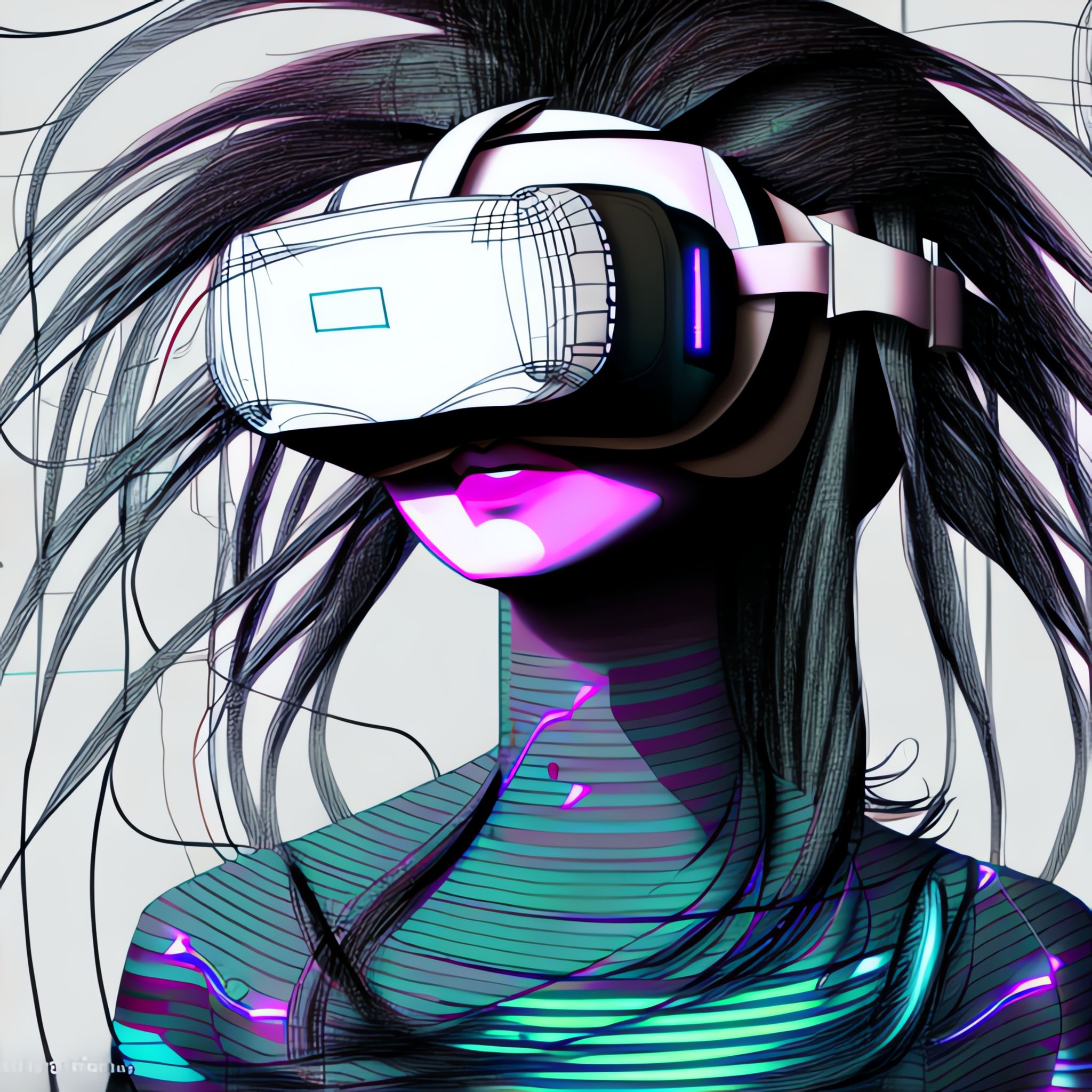 Head-of-girl-with-VR-headset-Wild-hair-Metaverse-Oculus-VR-Future-technical-drawing-Leonardo-ir2s