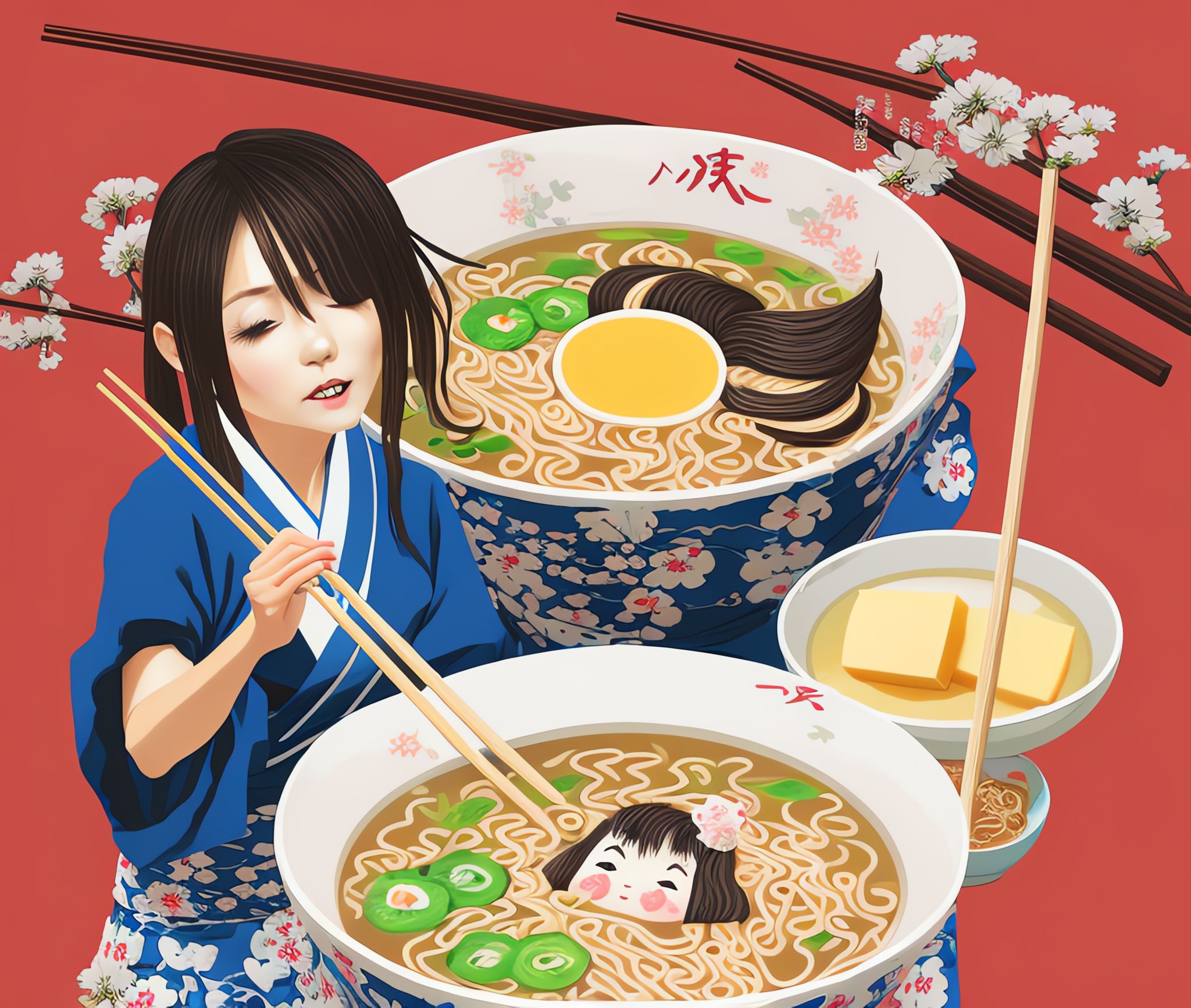 Japanese-girl-eating-Butter-ramen-lots-of-details-cute-Japanese-artwork-old-town-historic-pop-kwzj