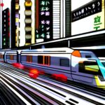 Japanese-train-driving-in-Neo-Tokyo-blured-motion-Manga-Gosho-Aoyama-y4rz