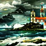 Spanish-island-Church-in-the-center-1970s-style-costal-ocean-wide-panorama-shot-Historic-Dali-ow1t