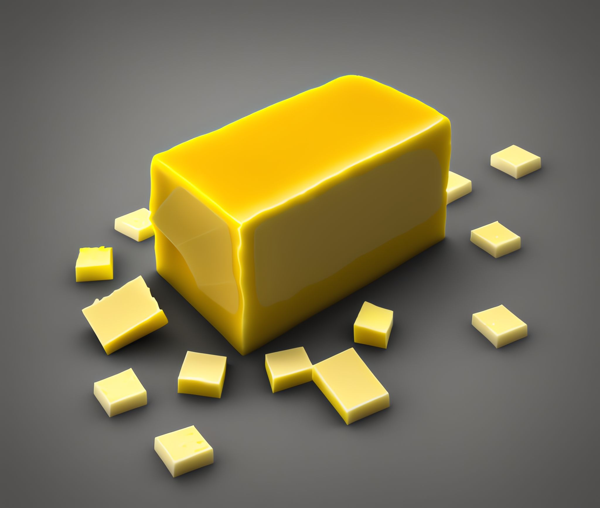 Yellow-piece-of-butter-3d-cgi-art-mono-color-background-wcqc