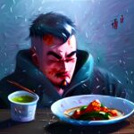 painting-of-Chinese-food-winter-snow-person-eating-cold-color-sharp-focus-face-focused-trendi-btq1
