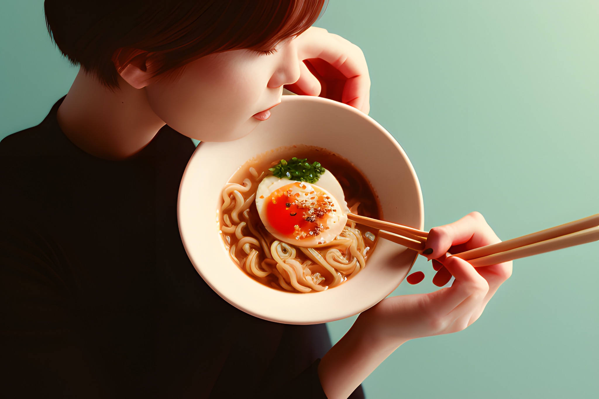 Painting-of-bowl-of-ramen-person-eating-cold-bl0l