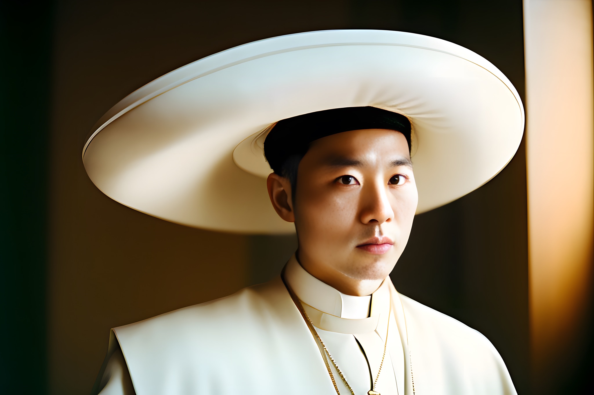 Photo-of-Korean-priest-Moody-Lighting-Hasselblad-mauv