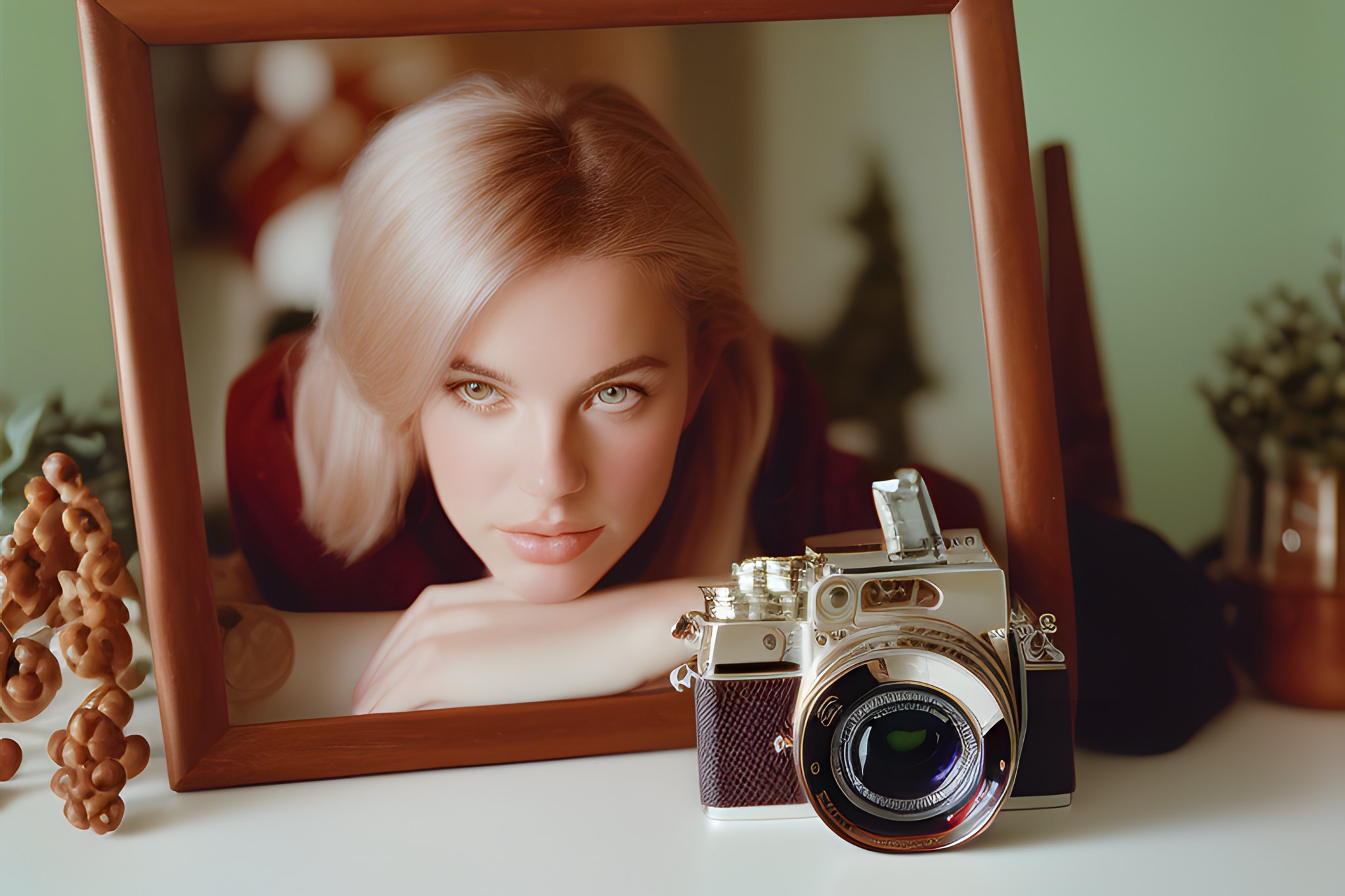 woman-photo-frame-camera