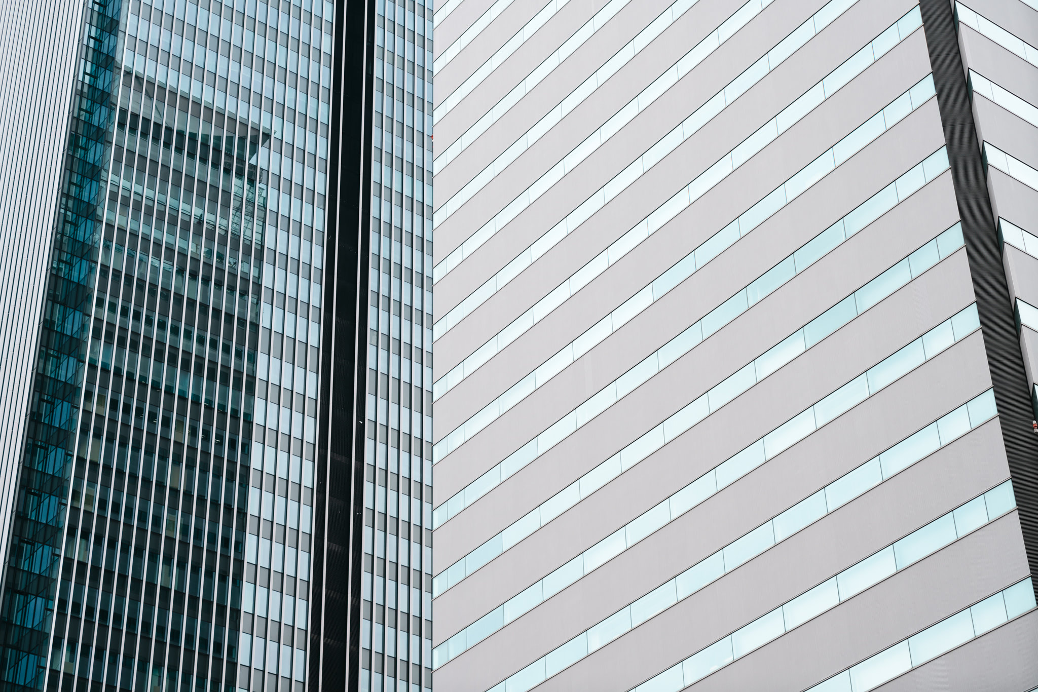 Minimalist architecture of a white office building